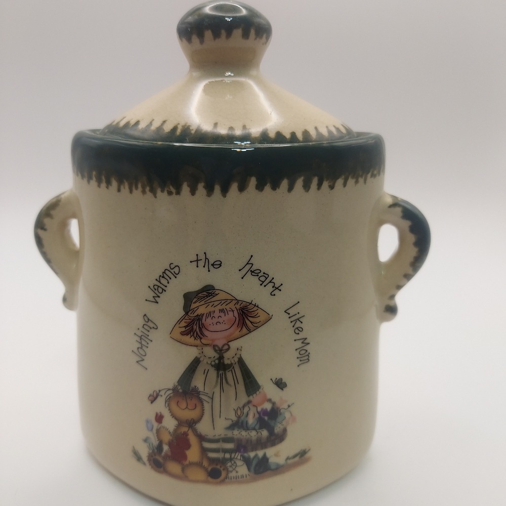Novelty Mom Pottery Jar with Lid Nothing Warms the Heart Like Mom‎ Kitchen Decor